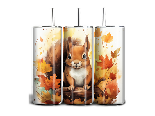 Fall Squirrels - 20oz skinny stainless steel tumbler