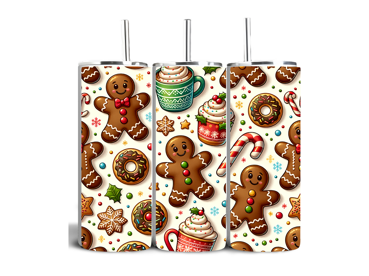 Gingerbread Man- 20oz skinny stainless steel tumbler