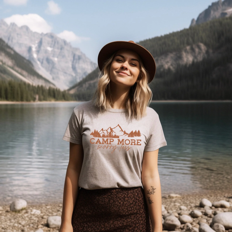 Camp More Worry Less- T-shirt