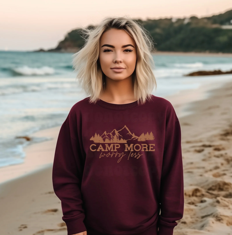 Camp More Worry Less- T-shirt