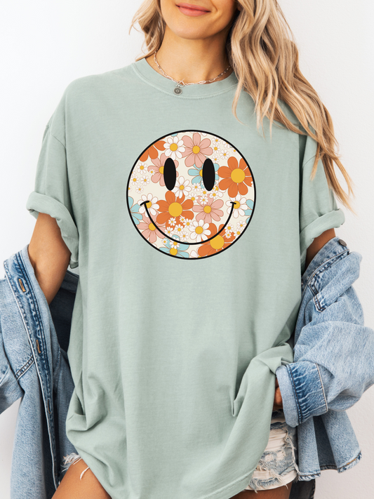 Floral Smiley- T-Shirt