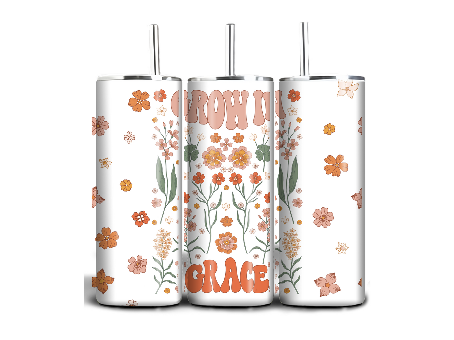 Grow in Grace - 20oz skinny stainless steel tumbler