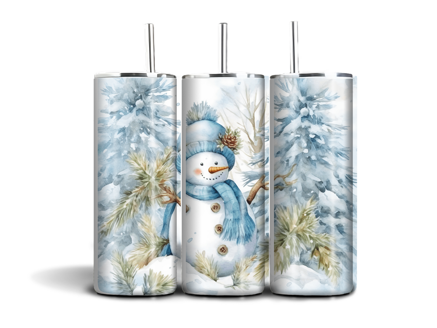 Snowman - 20oz skinny stainless steel tumbler